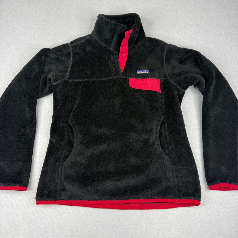 Patagonia Re-Tool Snap-T Fleece Womens Small Black Red Polartec Thermal Pro